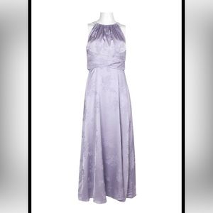 Adrianna Papell Halter Tie Back Zipper Back Jacquard Dress, lilac, BHLDN